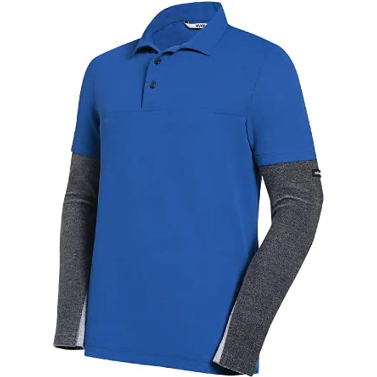 Uvex Cut Nanoflex Herren-Arbeitsshirt - Blaues Männer-Poloshirt - Ärmel mit Schnittschutz-Stufe 5 XXL