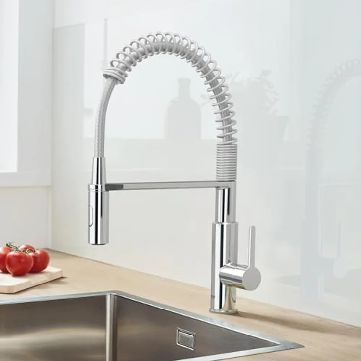 Grohe Einhebel Spültischbatterie 30361000, Hochdruck Küchenarmatur mit QuickFix, chrom, 360° schwenkbarer Auslauf, Keramikkartusche mit Temperaturbegrenzer – Bild 2