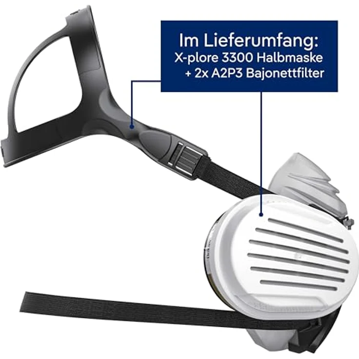 Dräger X-plore 3300 Maler Halbmasken-Set inkl. A2 P3 Kombi-Filter , Größen S-M-L , gegen Gase, Dämpfe, Fein-Staub und Partikel , Größe M – Bild 9