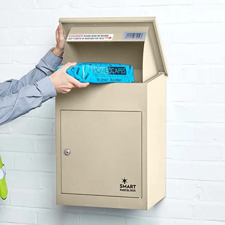 Smart Parcel Box SMART PARCEL BOX Creme 44x35x58, Paketbriefkasten zur Wandmontage, rostfrei und wetterfest