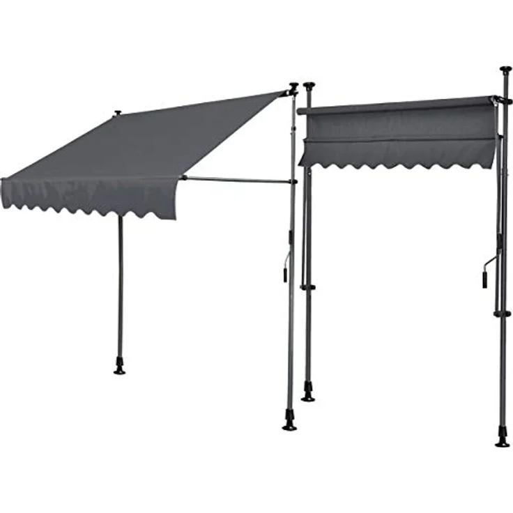 QUICK STAR 2 Stück Klemmmarkise 250x130cm GRAU Höhenverstellbar von 200-290cm, Sonnenschutz ohne Bohren – Bild 4