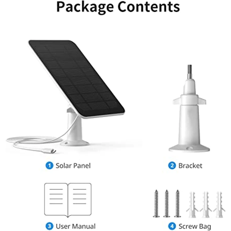SwitchBot Solarpanel für Outdoor Spotlight Cam, wetterfestes Solarpanel mit 3 m USB-C-Kabel, weiß – Bild 8
