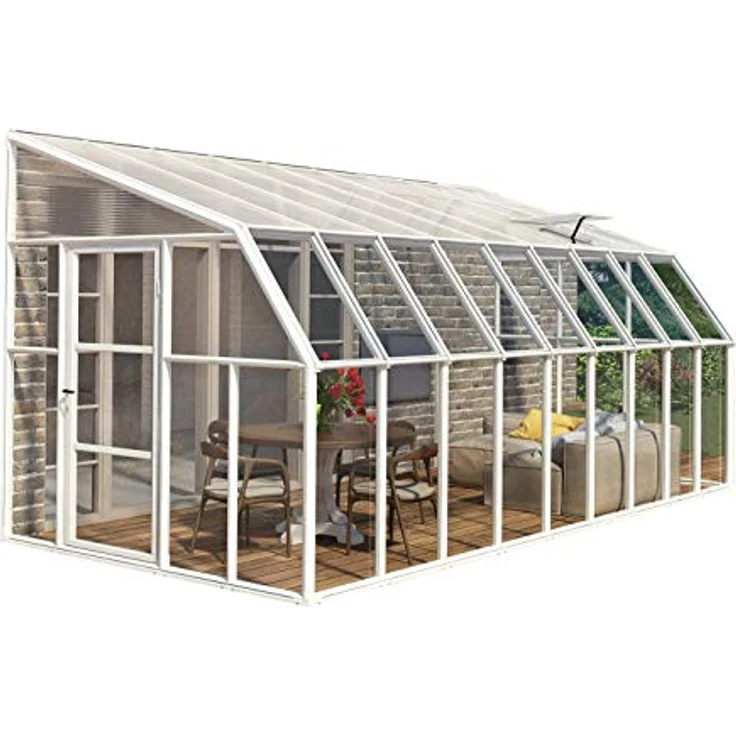 Palram - Canopia Gewächshaus Sun Room, BxTxH: 257 x 570 x 266 cm, lebenslang widerstandsfähige Wandpaneele, Alu Wintergarten Polycarbonat 5.7 x 2.6 m Weiß – Bild 3