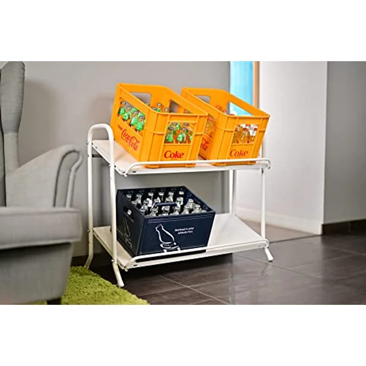 SCHULTE Regalwelt Getränkekistenregal für bis zu 6 Kisten, 74,5x95x40 cm (HxBxT), Traglast pro Ebene ca. 60 Kg, weiß, Getränkeregal, Bierkistenregal, Flaschenkastenständer, Wasserkistenregal – Bild 2