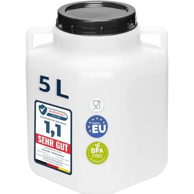 Garronda GD-0088, 5L BPA-freies quadratisches Plastikfass mit Deckel, weiß, luftdicht und lebensmittelecht