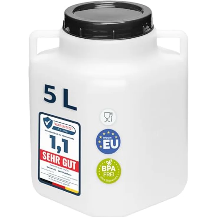 Garronda GD-0088, 5L BPA-freies quadratisches Plastikfass mit Deckel, weiß, luftdicht und lebensmittelecht – Bild 1