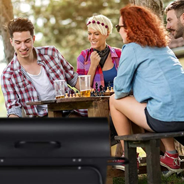 Holzkohlegrill, XXL Grillwagen mit Deckel, verstellbare Belüftung, stabil, HBT: 96,5 x 103 x 64,5 cm, schwarz – Bild 3