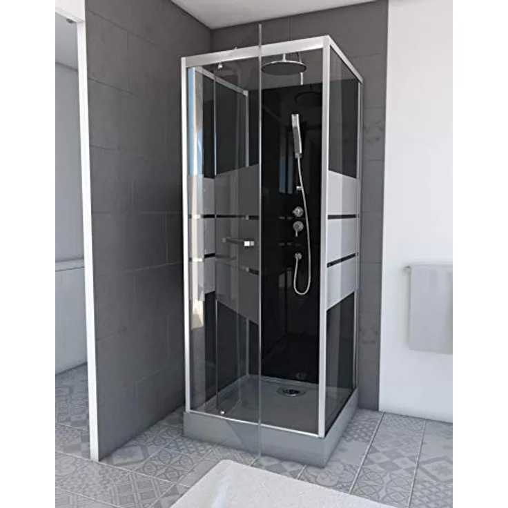 MARWELL Komplettdusche Fertigdusche Dusy 80 x 80 x 225 cm – Dusche mit Fronteinstieg – Duschkabine mit hochwertigen Aluminiumprofilen - Einstiegshöhe 16 cm