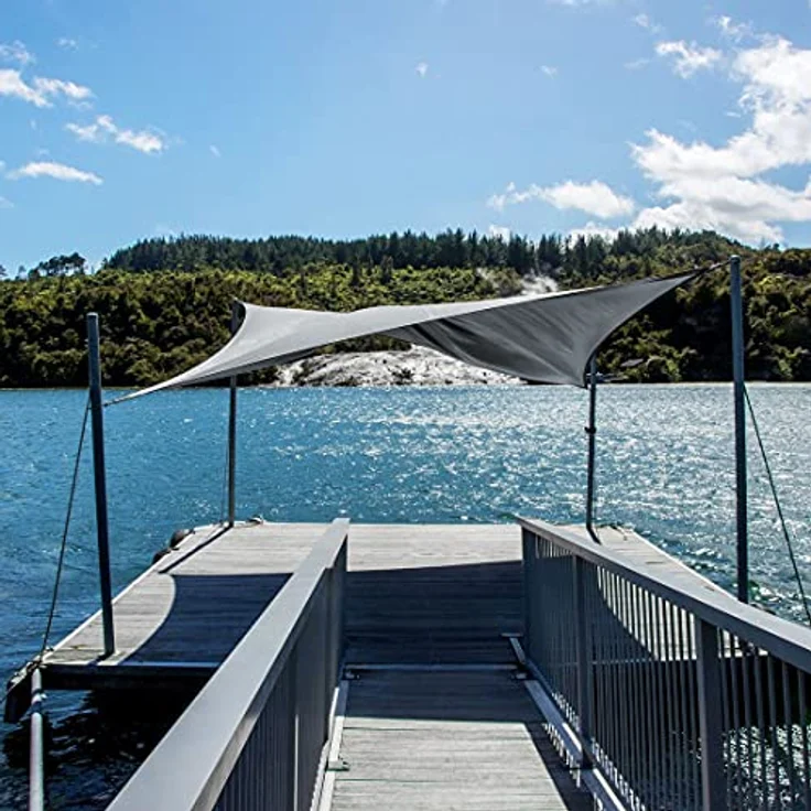 yourGEAR Sonnensegel HDPE Tarp in 7 Größen 2,5 x 2,5 | 4 | 5m, 3 x 3 | 4 | 5m, 4 x 5m Haus-Markise rechteckiger o. quadratischer UV Sonnenschutz Wind- und wasserdurchlässig grau [3x5m] – Bild 4