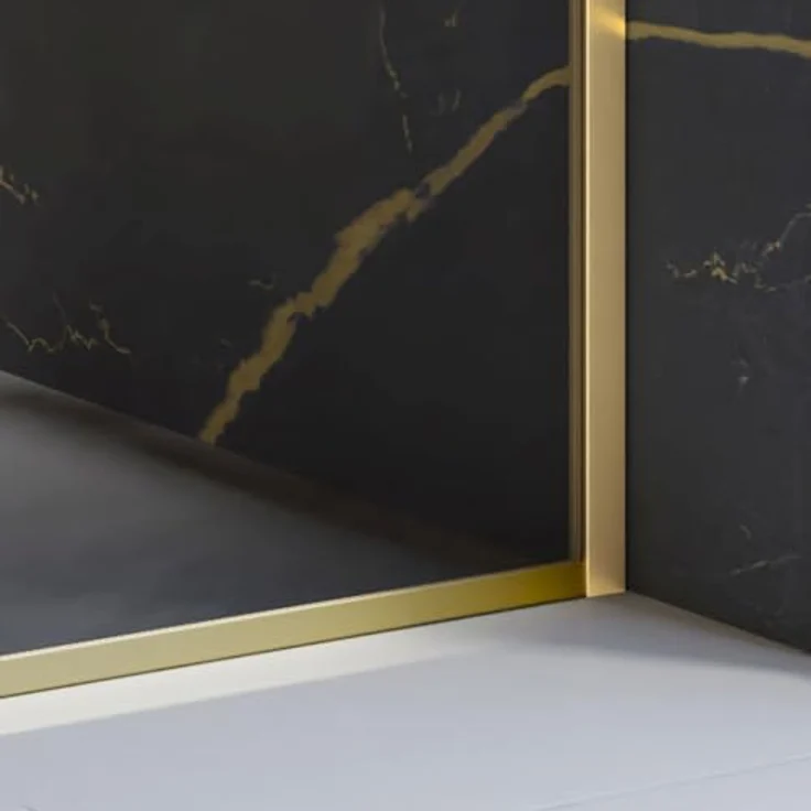 Schulte Walk-In Duschwand Trend 2.0, 90 x 200 cm, Goldoptik vollgerahmt, 6 mm ESG-Sicherheitsglas mit fixil-Glasversiegelung – Bild 4