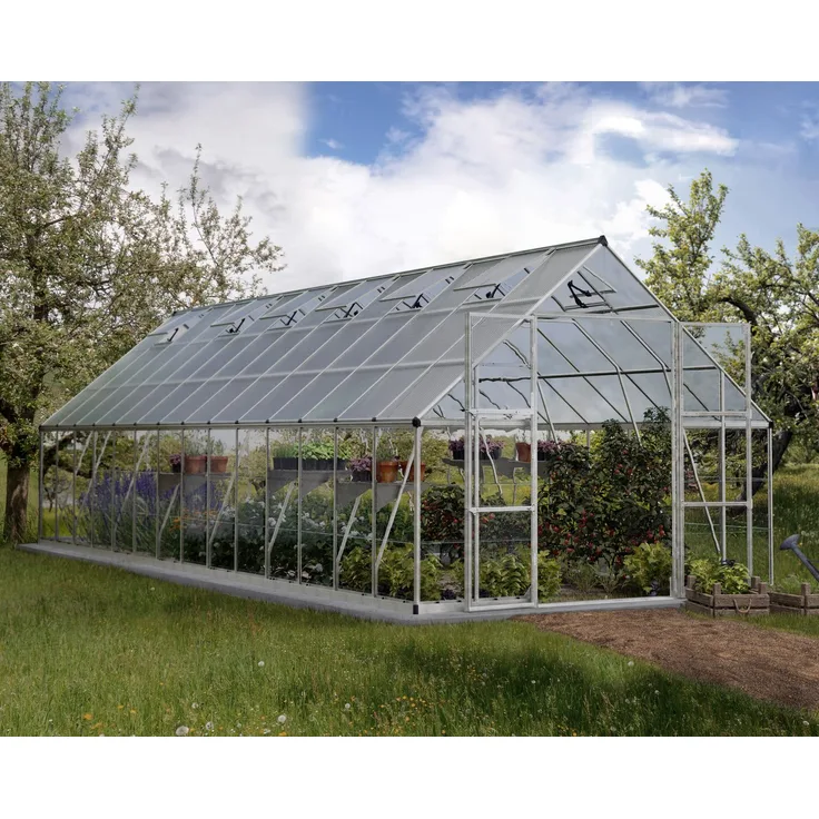 Palram - Canopia Gewächshaus Balance, Polycarbonat, 844x304x257 cm, Silber, lebenslang widerstandsfähige Wandpaneele