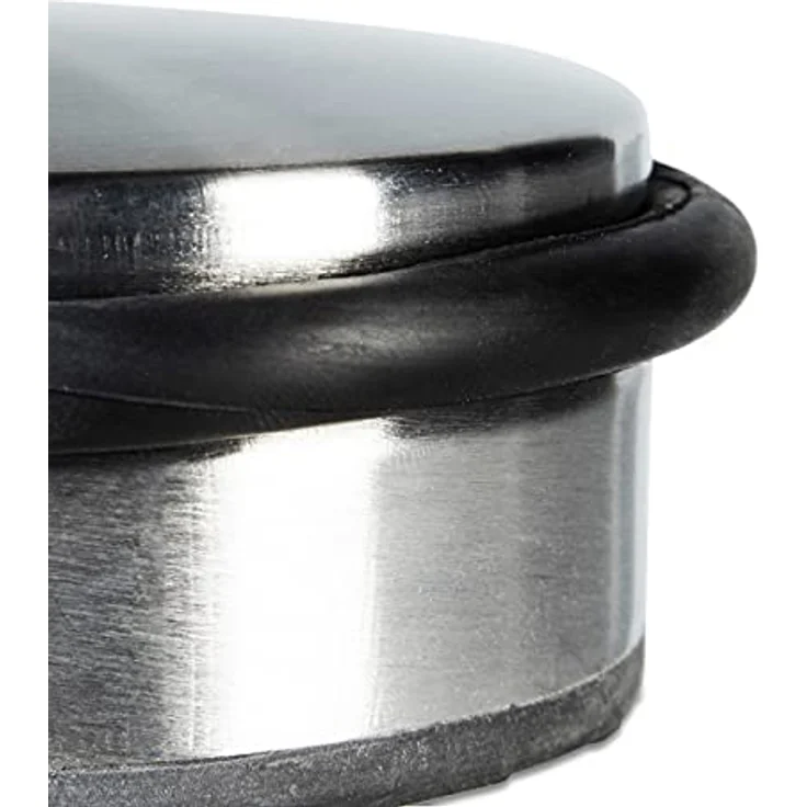 Türstopper Edelstahl Boden, Türfeststeller mit Gummiring, Türpuffer Gummi, HxBxT: 4,5 x 10 x 10 cm, silber – Bild 6