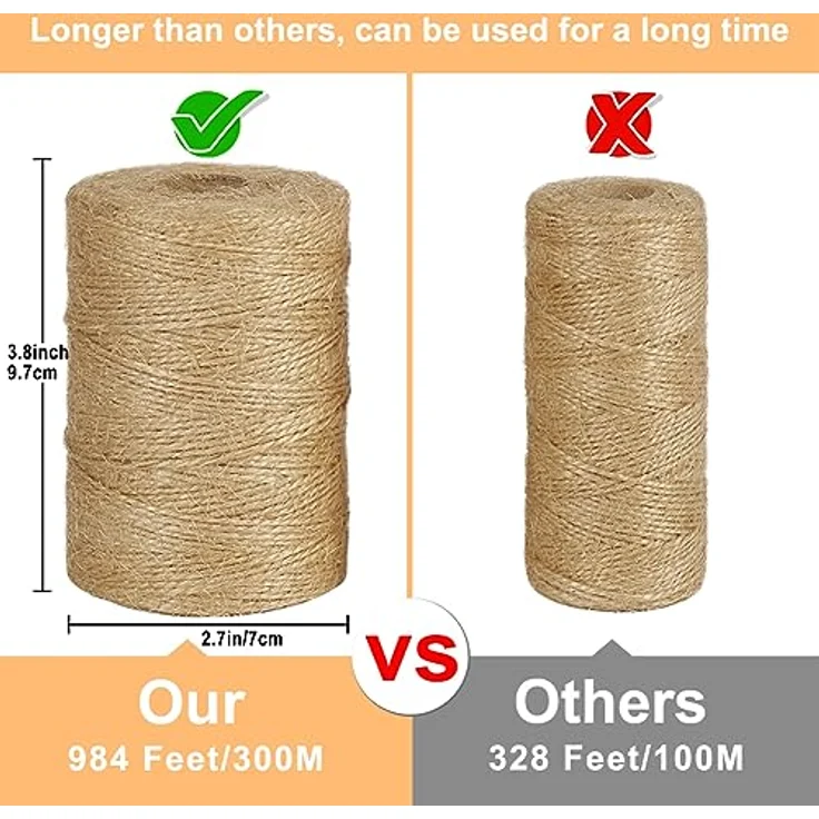 Vivifying 300m Jute-Schnur, braun, 1mm Durchmesser, ideal für Garten, Bilder, Pflanzen und Basteln – Bild 3