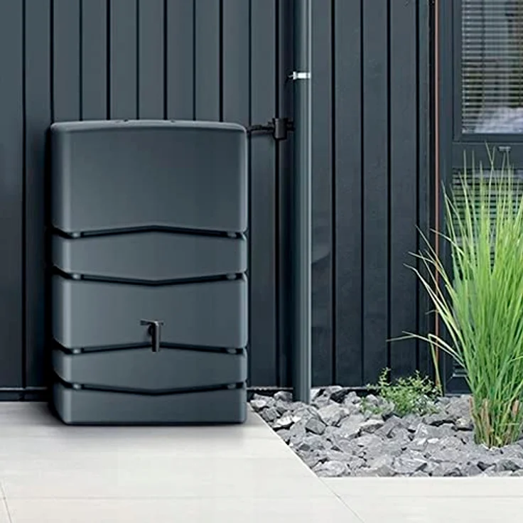 Prosperplast BenOli Regentonne 650L Aqua Tower IDTC 650 Liter in Anthrazit mit Füllautomat und Anschluss-Set, 77,5 x 57,3 x 165 cm – Bild 3