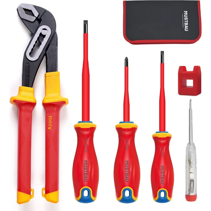 Mustbau 6-teiliges VDE-isoliertes Schraubendreher-Set, SlimFix-Dünnstabtechnologie, 1000V VDE-Isolierung, 920 g, blau