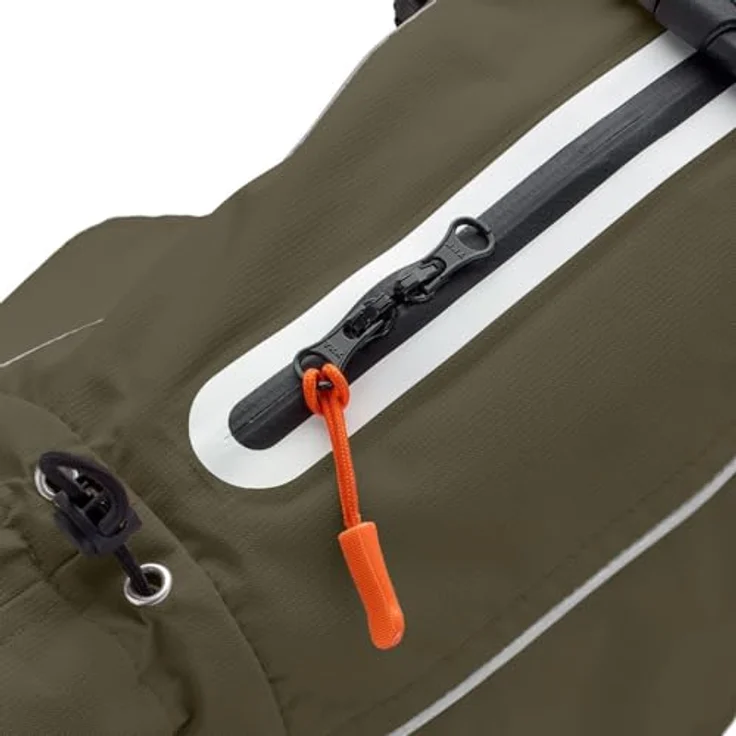 HUNTER Hundemantel Nordby, Größe:25 cm, Farbe: Oliv mit hohem Halskragen und reflektierenden Paspeln – Bild 5