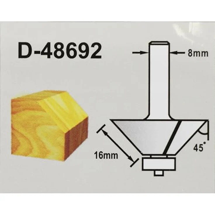 Makita Fasefräser D-48692, Fräser-Set mit 34,9 mm Durchmesser, 8 mm Schaft und 16 mm Arbeitslänge mit Kugellager – Bild 2