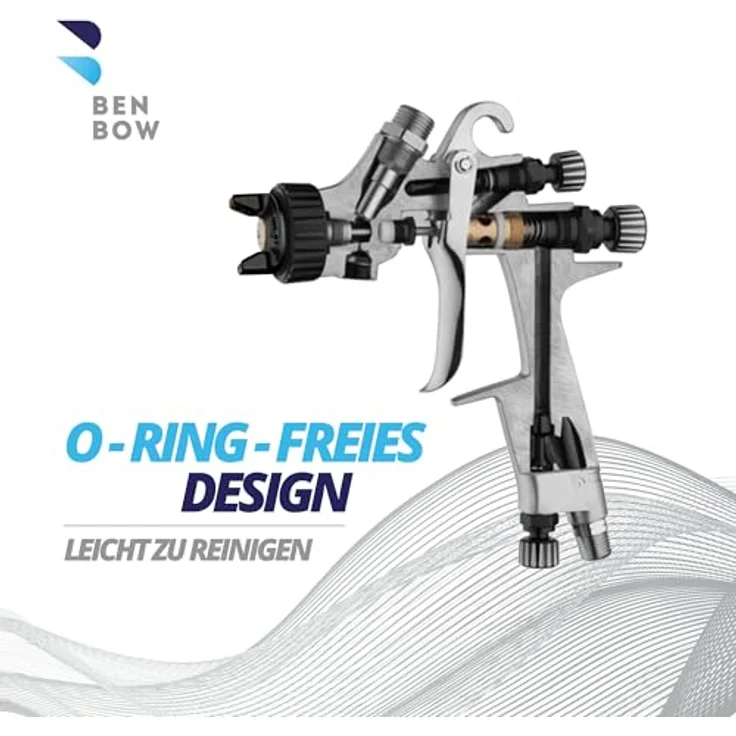 BENBOW Lackierpistole PK70, HVLP-System mit 1,3 mm Düse und 600 ml Materialbecher, professionelle Verarbeitung – Bild 6