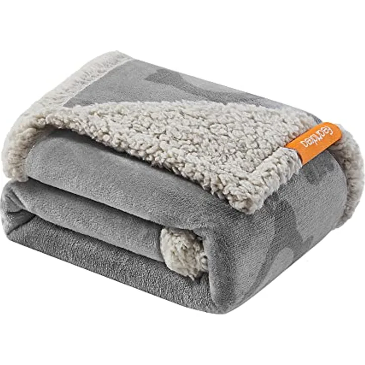 Feandrea wasserdichte Hundedecke, Sherpa Fleece Haustier Decke für Miniaturhunde und kleine Hunde, Katzen, maschinenwaschbar, grau