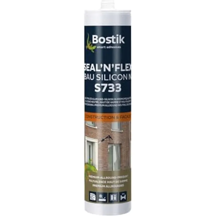 BOSTIK S733 Seal´n´Flex Bau Silikon, Hochleistungs-Dichtungssilikon, transparent, 300ml, schimmelresistent und für Innen- sowie Außenanwendungen geeignet