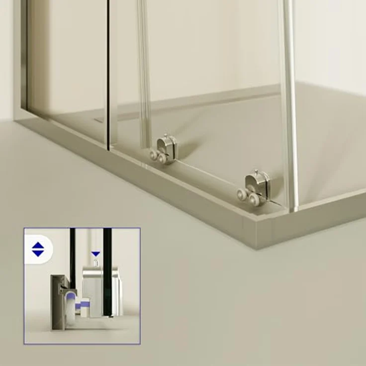 i-flair Eckdusche DIANA, Schiebetür Duschkabine 75x75 cm, teilsatiniertes 6 mm ESG, silberne Aluminiumprofile, ebenerdiger Einbau möglich – Bild 7