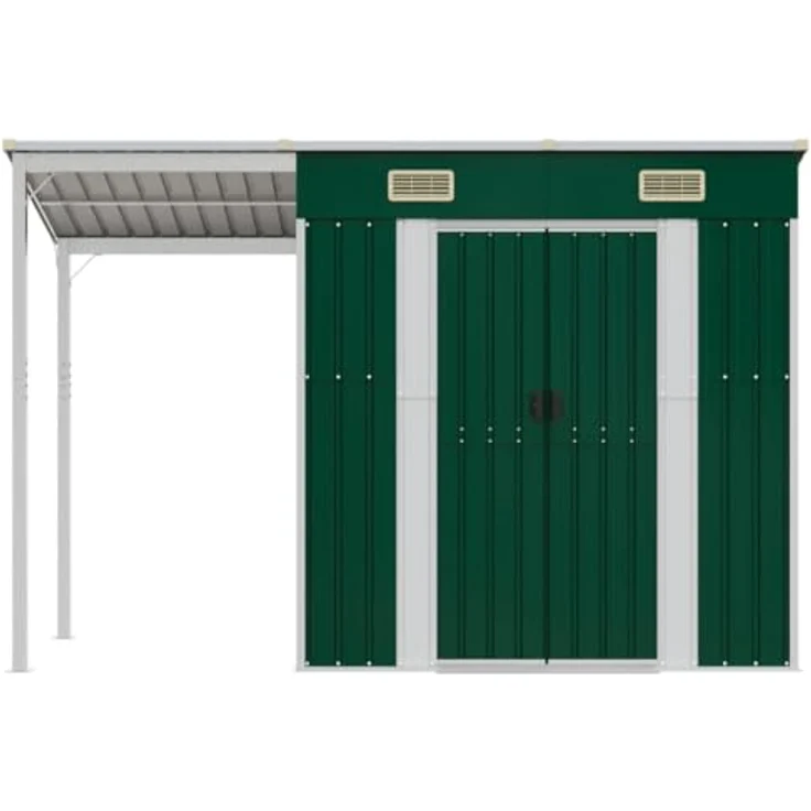 vidaXL Gartenhaus mit Schleppdach Grün 277x110,5x181 cm Stahl – Bild 3