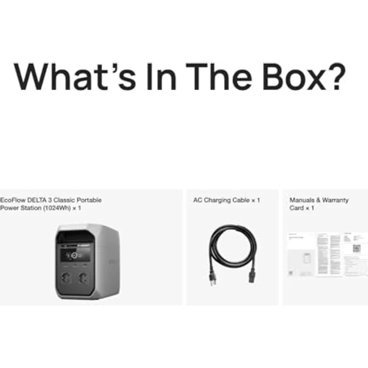 EcoFlow DELTA 3 Classic, Tragbare Stromstation mit 1024 Wh, 2400 W X-Boost, schnelles Laden in 45 Minuten, vielseitige Ladeoptionen, leise Betrieb – Bild 7