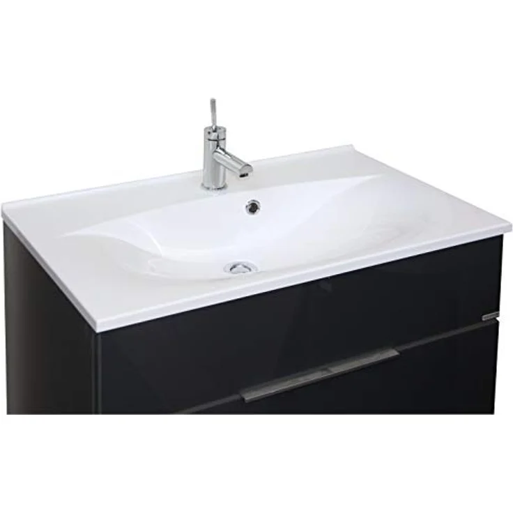 Fackelmann Waschbecken Capri/Waschtisch aus Gussmarmor/Maße (B x H x T): ca. 80 x 14,5 x 50 cm/Einbauwaschbecken/hochwertiges Becken fürs Badezimmer und WC/Farbe: Weiß/Breite: 80 cm – Bild 3