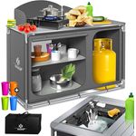 KESSER® Campingküche | Ink. Tragetasche | Campingschrank | mit Aluminiumgestell | Reiseküche | Küchenbox | Zeltschrank | Outdoor Camping Küche | Modelle wählbar Grau