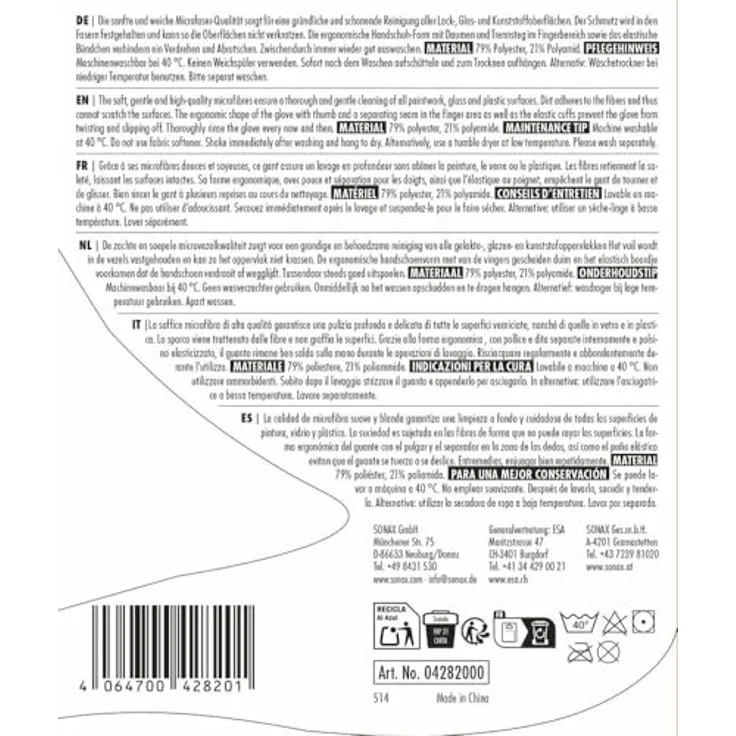 SONAX 04282000 Microfaser WaschHandschuh 57 g – Bild 3