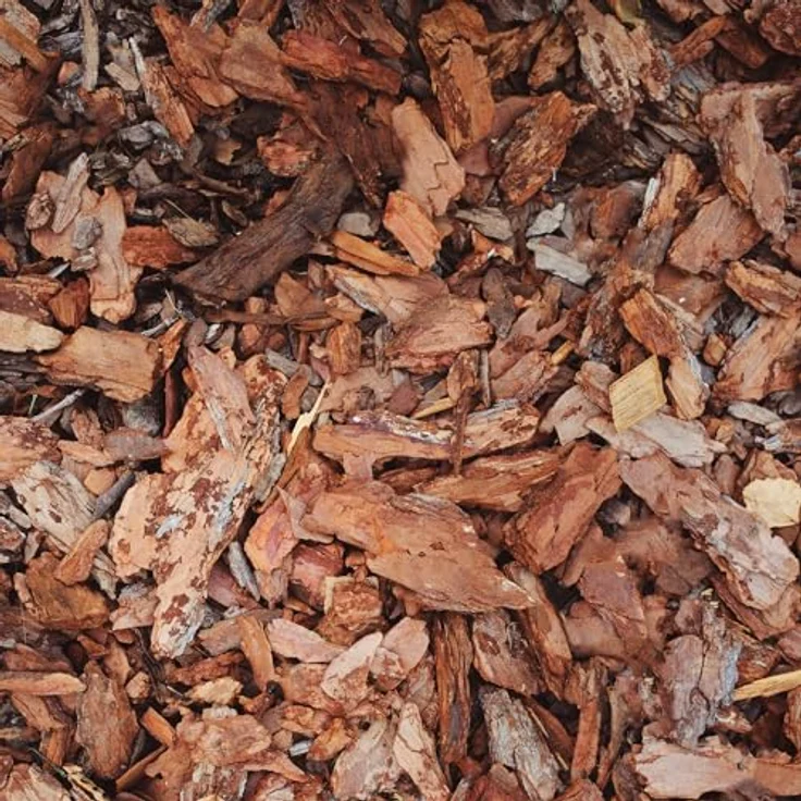 GALAMIO Kiefernrinde & Rindenmulch Grob (20-60mm), unbehandelt, 60l x 12 Sack Palette, natürlicher Bodendecker für Garten, Beet & Deko, trittsicher, pH 5,10, 720l gesamt – Bild 4