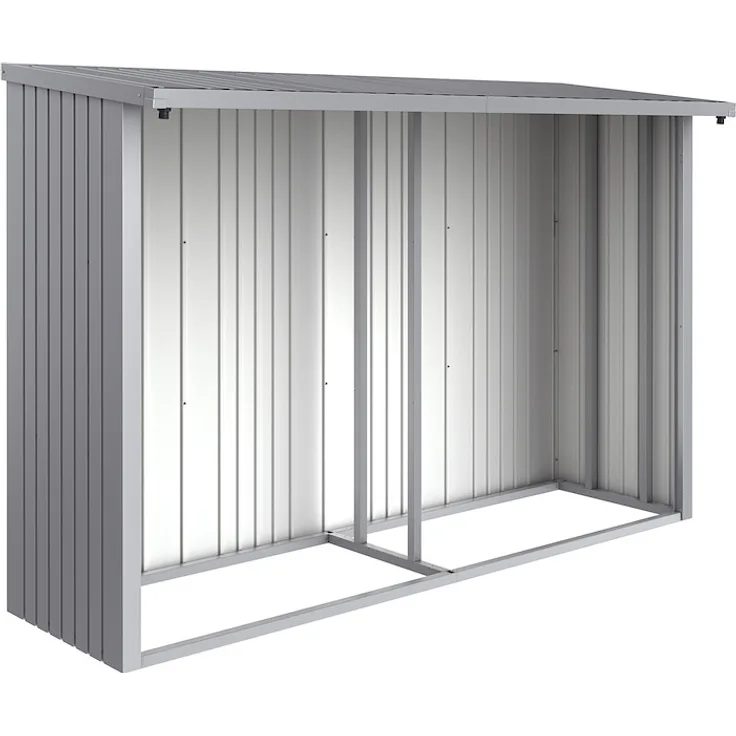 BIOHORTGARTE Rückwand zu WS 300, silber metallic, 288,6 x 196,5 cm, langlebiges Stahlblech für Kaminholzlager