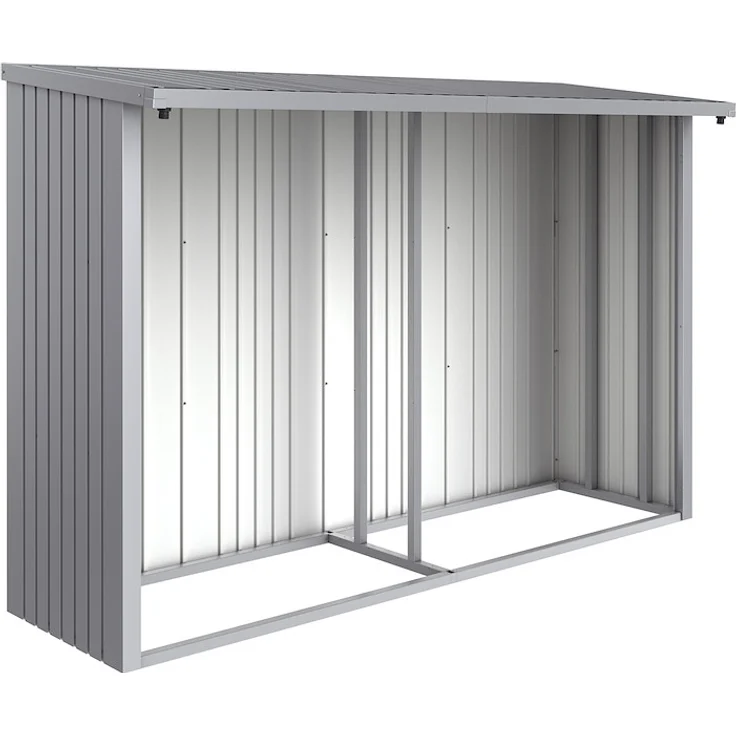 BIOHORTGARTE Rückwand zu WS 300, silber metallic, 288,6 x 196,5 cm, langlebiges Stahlblech für Kaminholzlager