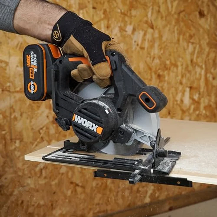 WORX WX526.9 Akku-Kreissäge 20V – 165mm Sägeblatt – werkzeuglose 0-50° Neigungswinkel Einstellung – kompaktes Design – Absaug-Adapter – Bild 5