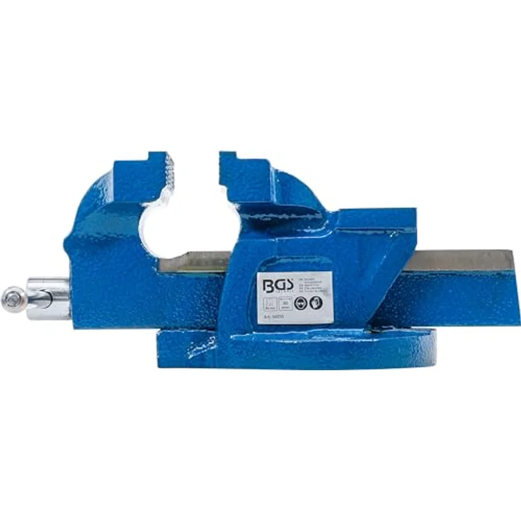 BGS 58255 Parallel-Schraubstock, 80 mm Spannbacken, Ambossfläche, gehärtete Backen, vorgebohrte Löcher, blau – Bild 5