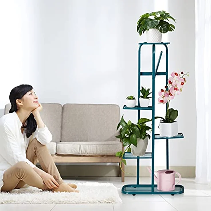 relaxdays Blumenständer Metall Blumentreppe 6 Etagen, Schwarz - Robustes Stahlgestell, pulverbeschichtet, vielseitig einsetzbar – Bild 6