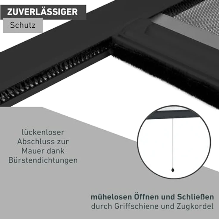 Windhager Insektenschutzrollo PLUS, transparent, Klemm- oder Schraubmontage, BxH: 160x160 cm, reißfestes Fiberglasgewebe mit Anti-Windbürste – Bild 5