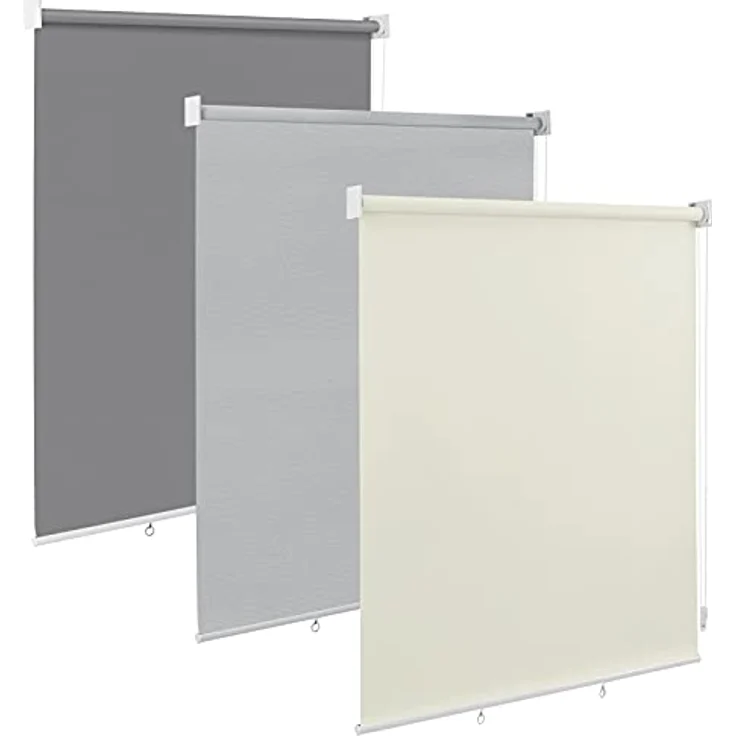 WOLTU Außenrollo Senkrechtmarkise Balkonrollo Outdoorrollo Sichtschutzrollo Wetterfest Sonnenschutz UV Schutz, Vertikal Sonnensegel Reflektierende Thermofunktion für Fenster & Türen, Beige 100x140 cm – Bild 1