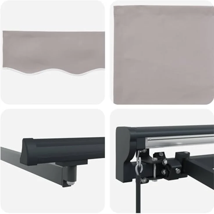 vidaXL Manuell einziehbare Markise Hellgrau, 4,5 x 3,5 m, wetterbeständiger Polyesterstoff, pulverbeschichteter Stahlrahmen, Wandmontage – Bild 5