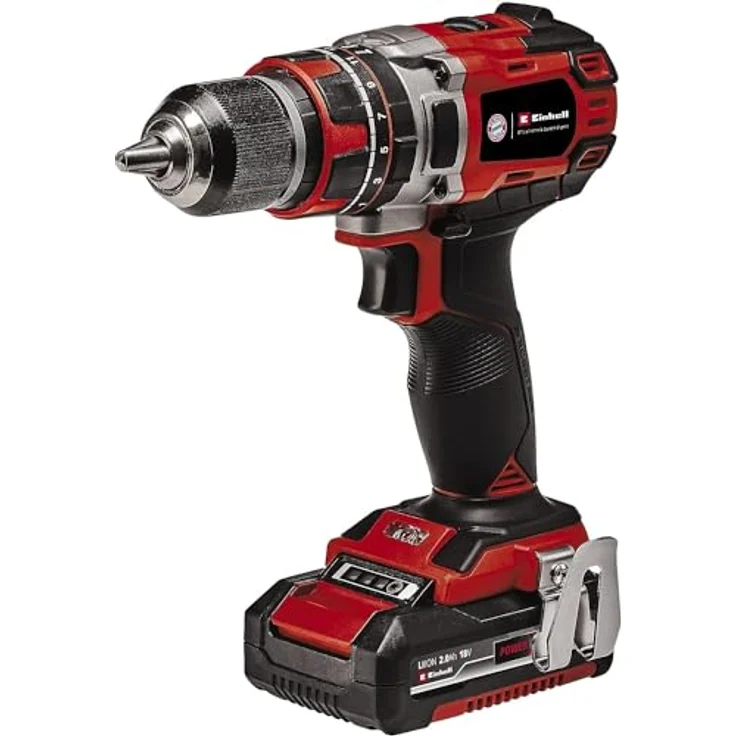Einhell Akku-Schlagbohrschrauber TP-CD 18/50 Li-i BL FC Bayern Power X-Change (18 V, 50 Nm, Brushless, 2-Gang-Getriebe, inkl. 2x 2,0 Ah Akkus, Ladegerät, Koffer) – Bild 4