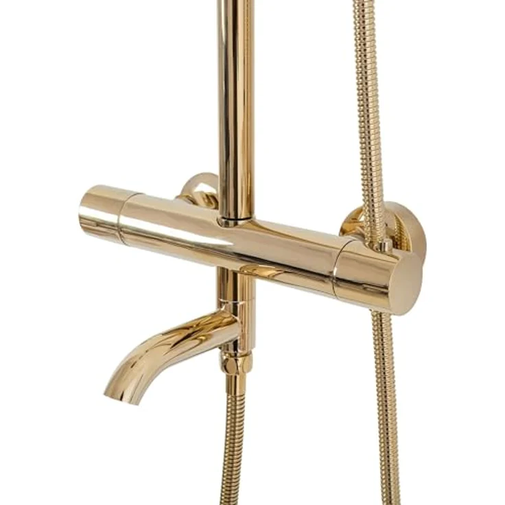 wohnwerk.idee Duschsystem Lungo, Duschgarnitur Regendusche Unterputz in Gold Matt Poliert – Bild 4