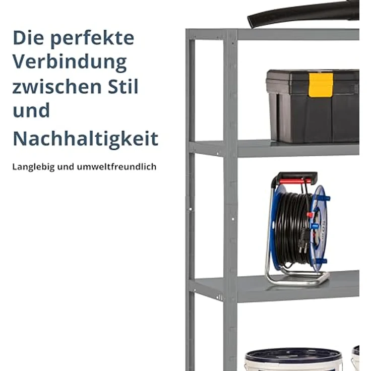Schulte Regalwelt Lagerregal mit 4 PowerMAX-Fachböden, 180x80x40cm Regalsystem, Steckregal mit einfacher Montage ohne Verschrauben, Traglast je Boden bis zu 65 Kg (bis zu 260 Kg Gesamttraglast) - 4056397005575 – Bild 7