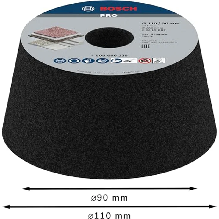Bosch Professional Zubehör 1608600239 Schleiftopf, konisch 90 mm, 110 mm, 55 mm, 24 – Bild 3