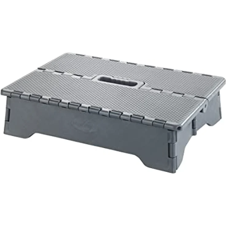 Maximex Klapp-Trittstufe Secura - Hochbelastbare Tritthocker bis 250 kg, Polypropylen, 40 x 10 x 28 cm, Grau – Bild 2