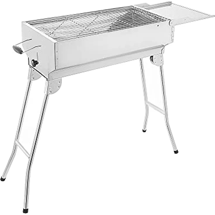 BEM Rambo Argos Holzkohlegrill, Edelstahl Klappgrill mit 28 x 59 cm Grillrost, Kohlebehälter und komfortablen Griffen, ideal für Garten und Camping – Bild 3