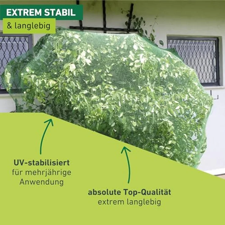 Windhager Vogelschutz-Netz RATIONAL, Grün, 10 x 4 m, Maschenweite 15 mm, UV-stabilisiert für zuverlässigen Schutz vor Vogelfraß – Bild 4