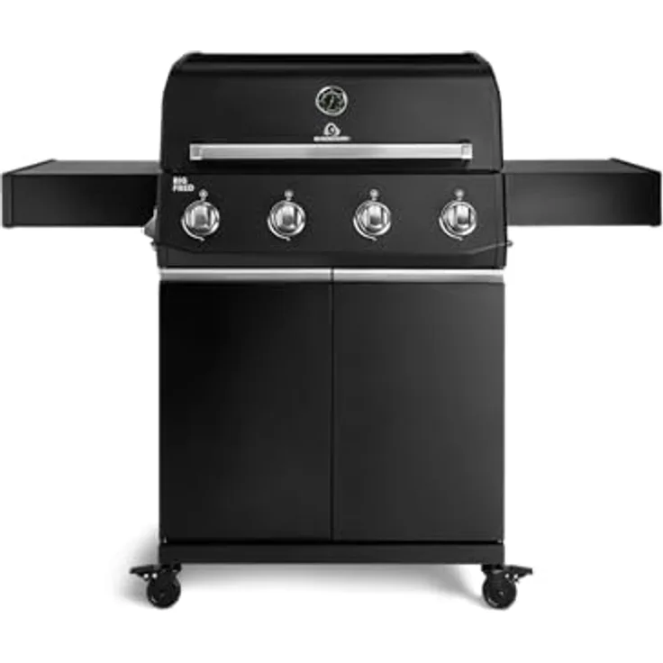 BURNHARD® Big FRED Base, Gasgrill 4-Brenner mit 15 kW, 70x41,5 cm Grillfläche, Piezo-Zündung, Edelstahlrost, ideal für 15 Personen