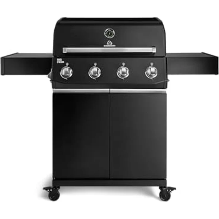 BURNHARD® Big FRED Base, Gasgrill 4-Brenner mit 15 kW, 70x41,5 cm Grillfläche, Piezo-Zündung, Edelstahlrost, ideal für 15 Personen – Bild 1