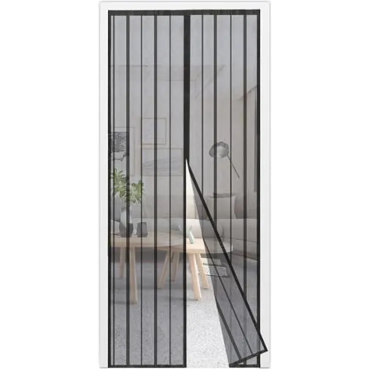 Sekey Magnet Fliegengitter Balkontür ohne Bohren, Türvorhang Fliegenschutz Schiebetür, Insektenschutz Vorhang Tür durch leichte Montage 120x215cm, Schwarz