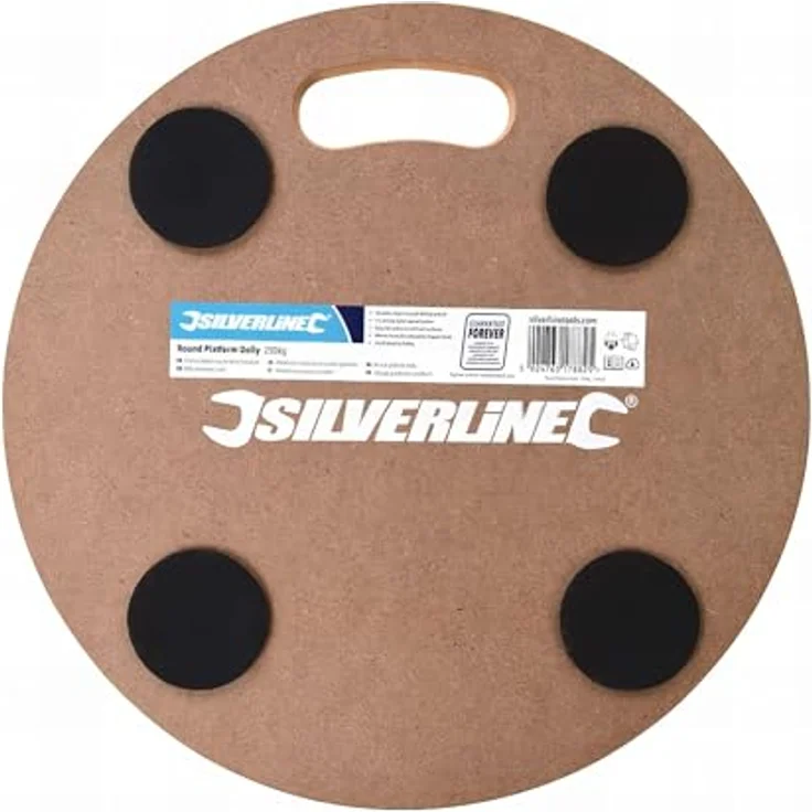 Silverline 739663 Rolluntersetzer, rund, MDF mit 250 kg Tragfähigkeit, 4 stabile Nylon-Lenkrollen – Bild 2